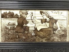 English Aesthetic Movement Cast Iron Fire Insert with Original Maw & Co. Tiles - Thumbnail 5