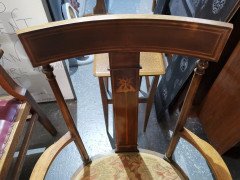 Two Arts & Crafts Armchairs inlaid with Abalone, Walnut, boxwood & Sycamore - Thumbnail 9