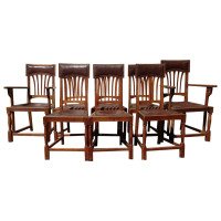 Heal's Attributed, a Set of Eight English Arts & Crafts Oak Dining Chairs