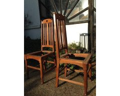 Liberty & Co. Four English Arts & Crafts Oak Dining Chairs with Heart Cut-Outs - Thumbnail 2