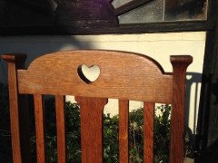 Liberty & Co. Four English Arts & Crafts Oak Dining Chairs with Heart Cut-Outs - Thumbnail 3