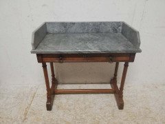 A. W. N. Pugin Gillows, Gothic Revival Oak Marble-Top Washstand with Carved Florets - Thumbnail 2