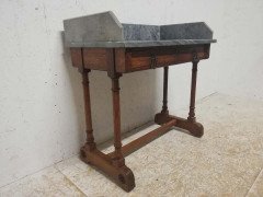 A. W. N. Pugin Gillows, Gothic Revival Oak Marble-Top Washstand with Carved Florets - Thumbnail 3