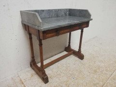 A. W. N. Pugin Gillows, Gothic Revival Oak Marble-Top Washstand with Carved Florets - Thumbnail 4