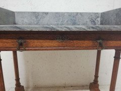 A. W. N. Pugin Gillows, Gothic Revival Oak Marble-Top Washstand with Carved Florets - Thumbnail 7