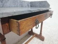 A. W. N. Pugin Gillows, Gothic Revival Oak Marble-Top Washstand with Carved Florets - Thumbnail 9