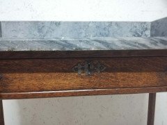 A. W. N. Pugin Gillows, Gothic Revival Oak Marble-Top Washstand with Carved Florets - Thumbnail 10