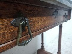 A. W. N. Pugin Gillows, Gothic Revival Oak Marble-Top Washstand with Carved Florets - Thumbnail 12
