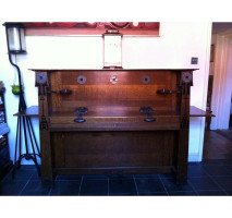 Valkyrie Arts & Crafts Oak Piano Designed by L F Wyburd for Liberty & Co - Thumbnail 9