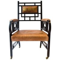 E. W. Godwin. Probably made by William Watt. A Rare Anglo-Japanese Armchair. - Thumbnail 1