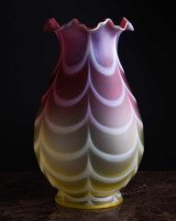 Thomas Webb, a Large Vaseline & Cranberry Shade, Circa 1900 - Thumbnail 3
