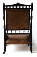 Richard Charles an Aesthetic Movement Ebonised and Parcel Gilt Lounge Chair. - Thumbnail 1