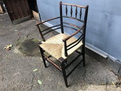William Morris, a Classic Arts & Crafts Ebonised Armchair from the Sussex Range. - Thumbnail 4