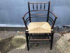 William Morris, a Classic Arts & Crafts Ebonised Armchair from the Sussex Range. - Thumbnail 8