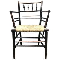 William Morris, a Classic Arts & Crafts Ebonised Armchair from the Sussex Range. - Thumbnail 9