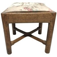 Gordon Russell, Arts & Crafts Cotswold Oak Stool with Carved Cross Stretcher - Thumbnail 1