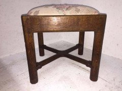 Gordon Russell, Arts & Crafts Cotswold Oak Stool with Carved Cross Stretcher - Thumbnail 3