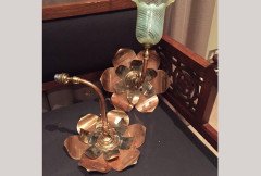 W. A. S Benson. Rare Pair of Large Brass and Copper Lily-Pad Reflector Wall Lights - Thumbnail 2