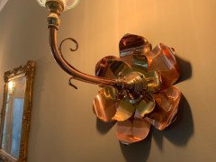 W. A. S Benson. Rare Pair of Large Brass and Copper Lily-Pad Reflector Wall Lights - Thumbnail 5