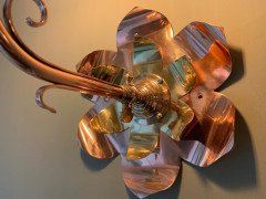 W. A. S Benson. Rare Pair of Large Brass and Copper Lily-Pad Reflector Wall Lights - Thumbnail 8