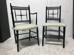 Morris & Co. Ford Maddox Brown a set of five Arts & Crafts Ebonised Sussex Chairs - Thumbnail 6