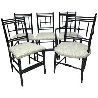 Morris & Co. Ford Maddox Brown a set of five Arts & Crafts Ebonised Sussex Chairs - Thumbnail 8