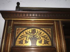 H. W. Batley Gillows & Co. Aesthetic Movement Walnut & Gilt Secretaire Bookcase - Thumbnail 4