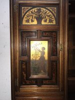 H. W. Batley Gillows & Co. Aesthetic Movement Walnut & Gilt Secretaire Bookcase - Thumbnail 5