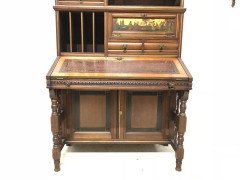 H. W. Batley Gillows & Co. Aesthetic Movement Walnut & Gilt Secretaire Bookcase - Thumbnail 8