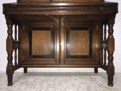 H. W. Batley Gillows & Co. Aesthetic Movement Walnut & Gilt Secretaire Bookcase - Thumbnail 14