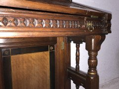 H. W. Batley Gillows & Co. Aesthetic Movement Walnut & Gilt Secretaire Bookcase - Thumbnail 15