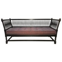 Liberty & Co. William Birch, Arts & Crafts Dark Oak Settee with Angular Sides - Thumbnail 1