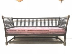 Liberty & Co. William Birch, Arts & Crafts Dark Oak Settee with Angular Sides - Thumbnail 2