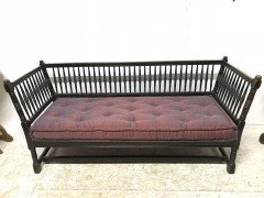 Liberty & Co. William Birch, Arts & Crafts Dark Oak Settee with Angular Sides - Thumbnail 3