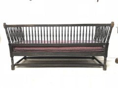Liberty & Co. William Birch, Arts & Crafts Dark Oak Settee with Angular Sides - Thumbnail 4