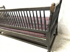 Liberty & Co. William Birch, Arts & Crafts Dark Oak Settee with Angular Sides - Thumbnail 9
