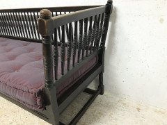 Liberty & Co. William Birch, Arts & Crafts Dark Oak Settee with Angular Sides - Thumbnail 11