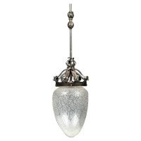 Arts & Crafts Fine Quality Hand Wrought Iron and Crackle Glass Ceiling Light - Thumbnail 1