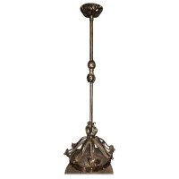 Arts & Crafts Fine Quality Hand Wrought Iron and Crackle Glass Ceiling Light - Thumbnail 2