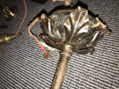 Arts & Crafts Fine Quality Hand Wrought Iron and Crackle Glass Ceiling Light - Thumbnail 3