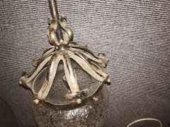 Arts & Crafts Fine Quality Hand Wrought Iron and Crackle Glass Ceiling Light - Thumbnail 5