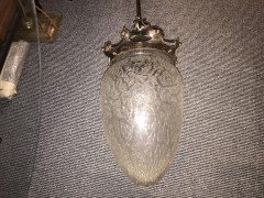 Arts & Crafts Fine Quality Hand Wrought Iron and Crackle Glass Ceiling Light - Thumbnail 7
