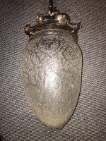Arts & Crafts Fine Quality Hand Wrought Iron and Crackle Glass Ceiling Light - Thumbnail 8