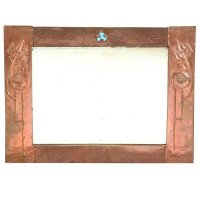 Glasgow School, Arts & Crafts Hammered Copper Wall Mirror with pomegranates - Thumbnail 1