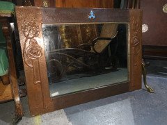 Glasgow School, Arts & Crafts Hammered Copper Wall Mirror with pomegranates - Thumbnail 2