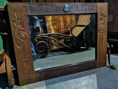 Glasgow School, Arts & Crafts Hammered Copper Wall Mirror with pomegranates - Thumbnail 3