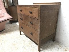 Heal's Attributed, a Limed Oak Petite Chest of Three Drawers with Ebonised Handles - Thumbnail 2
