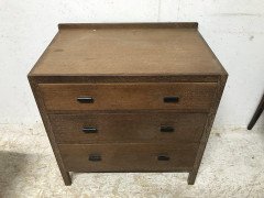 Heal's Attributed, a Limed Oak Petite Chest of Three Drawers with Ebonised Handles - Thumbnail 3