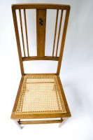Ambrose Heal A Rare Pair of Arts & Crafts Side Chairs with Ebony & Pewter Inlays - Thumbnail 2