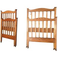 Well-Crafted Pair of Arts & Crafts Single Oak Beds in the Manner of Heal's
